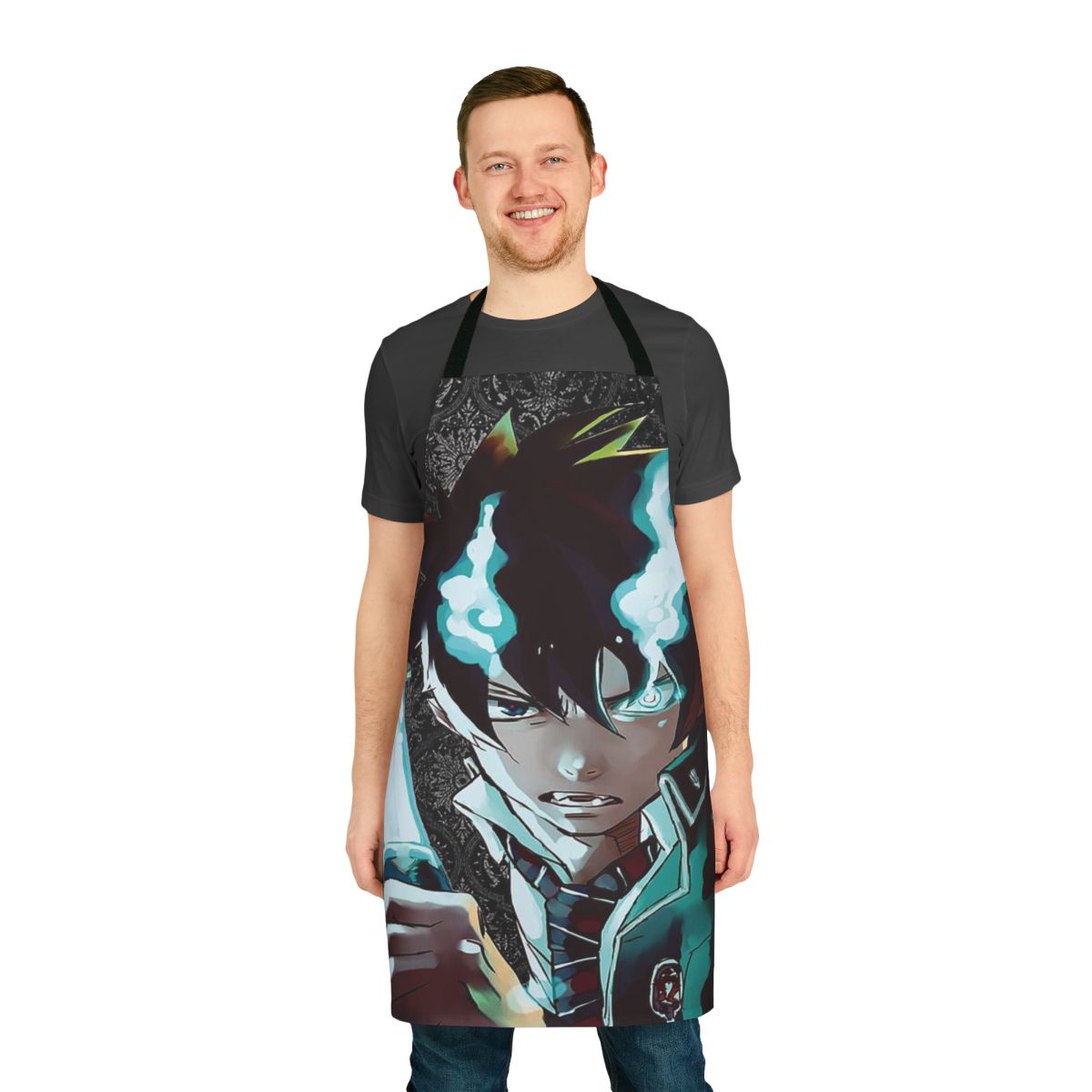 Blue Exorcist-inspired apron with anime characters and design