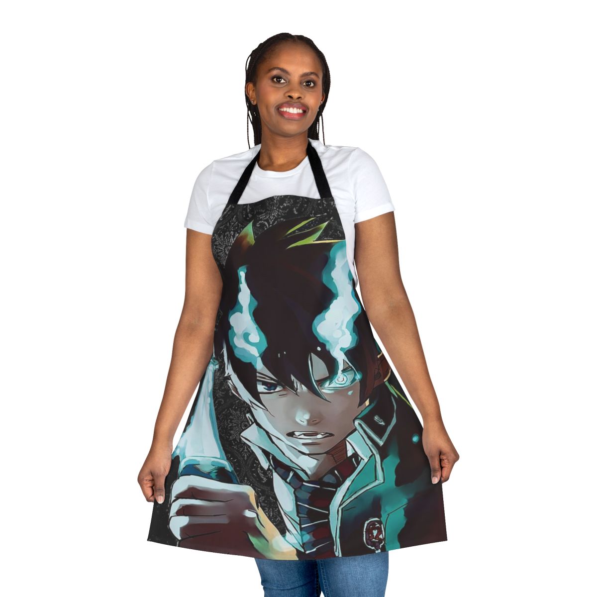 Blue Exorcist-inspired apron with anime characters and design
