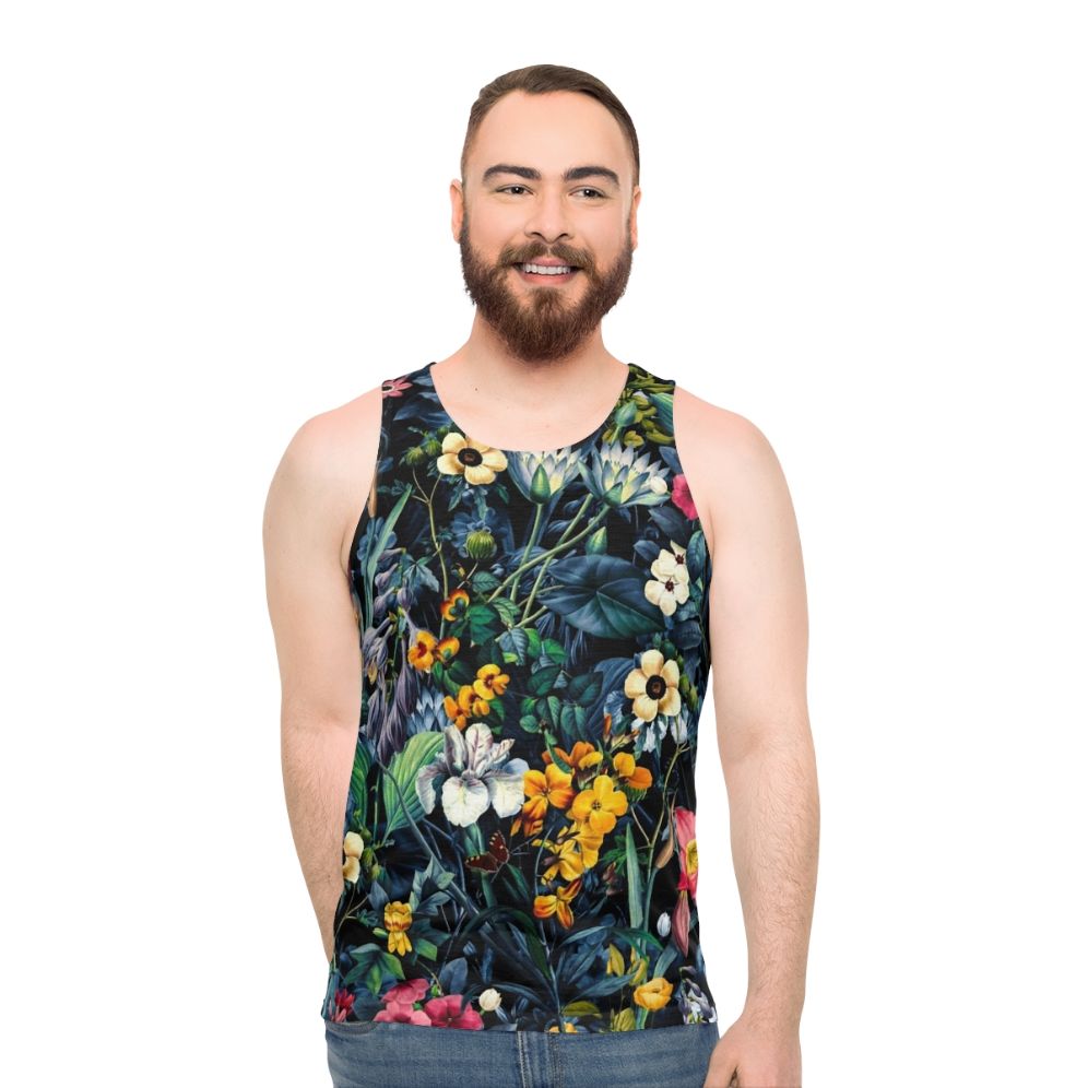 Exotic floral botanical unisex tank top