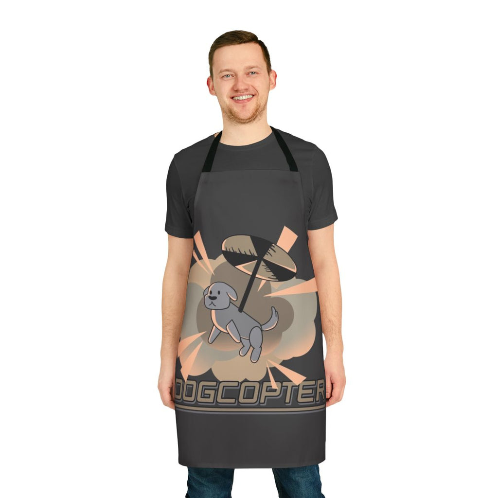 Exploding dog helicopter cartoon kitchen apron