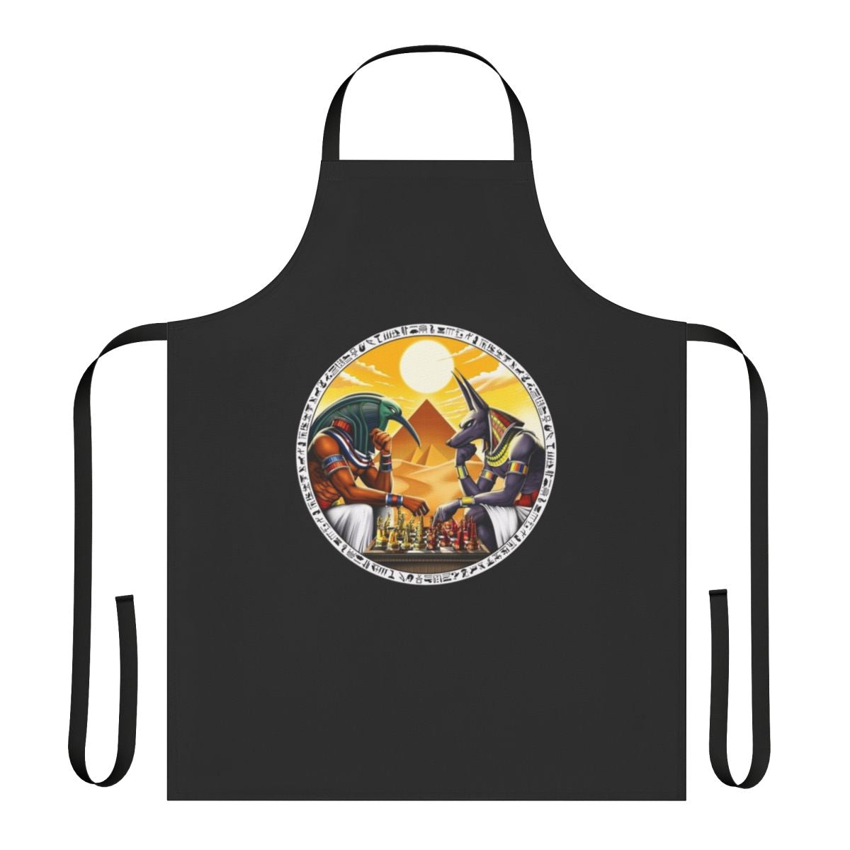 Stylish apron featuring Egyptian mythology gods Anubis and Thoth