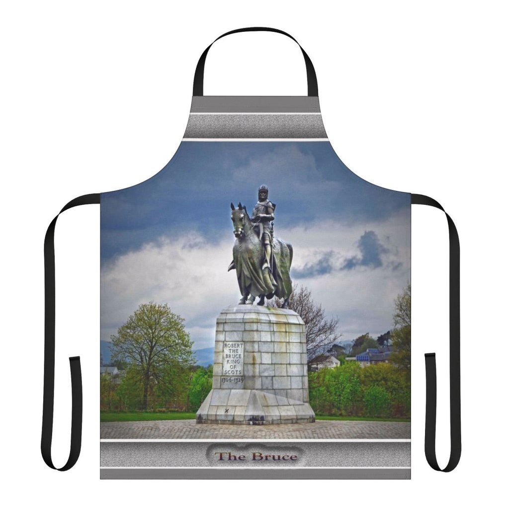 Robert the Bruce Apron featuring the iconic Scottish king and medieval battle scenes