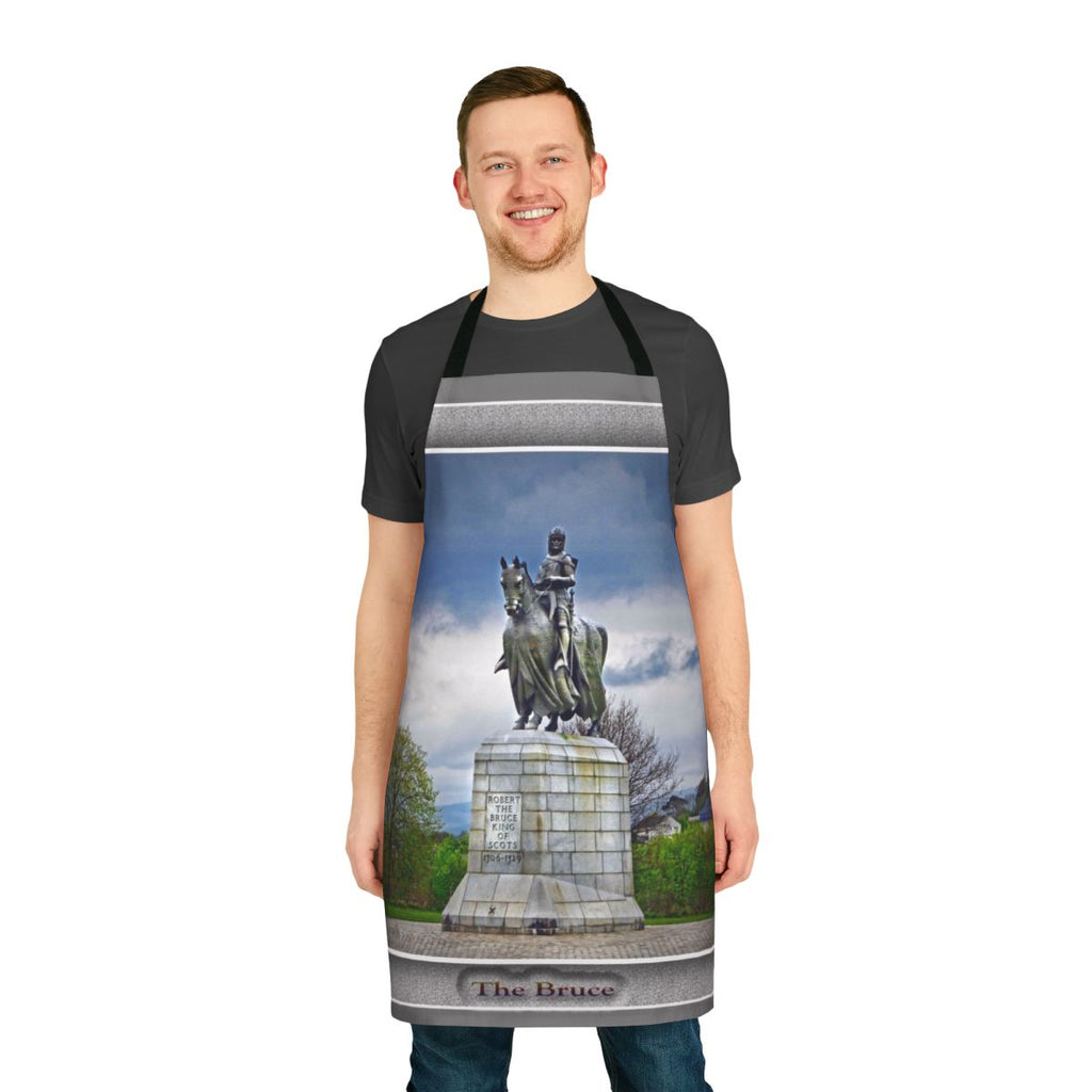Robert the Bruce Apron featuring the iconic Scottish king and medieval battle scenes