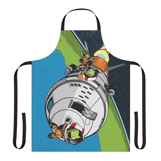 Apron featuring a space-themed vector design, perfect for Kerbal Space Program fans and space enthusiasts.