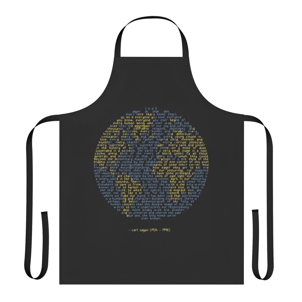 Pale Blue Dot Inspired Apron with Space Imagery and Carl Sagan Quotes