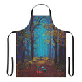 A vibrant, psychedelic-inspired apron featuring cosmic elements like planets, stars, and a surreal landscape.