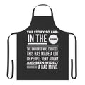 The Story So Far Apron featuring a space-themed design inspired by The Hitchhiker's Guide to the Galaxy
