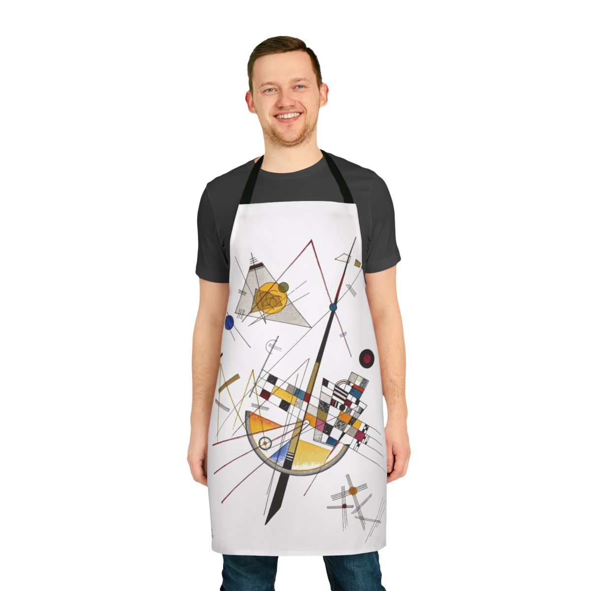 Expressionist abstract art apron featuring a design inspired by the works of Wassily Kandinsky