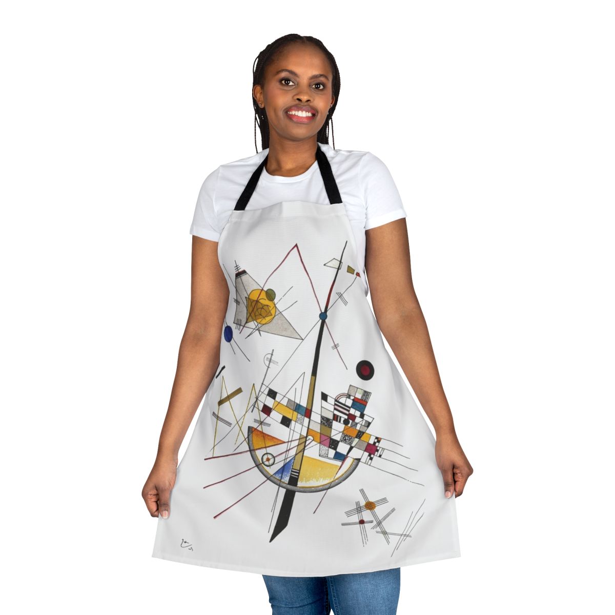 Expressionist abstract art apron featuring a design inspired by the works of Wassily Kandinsky