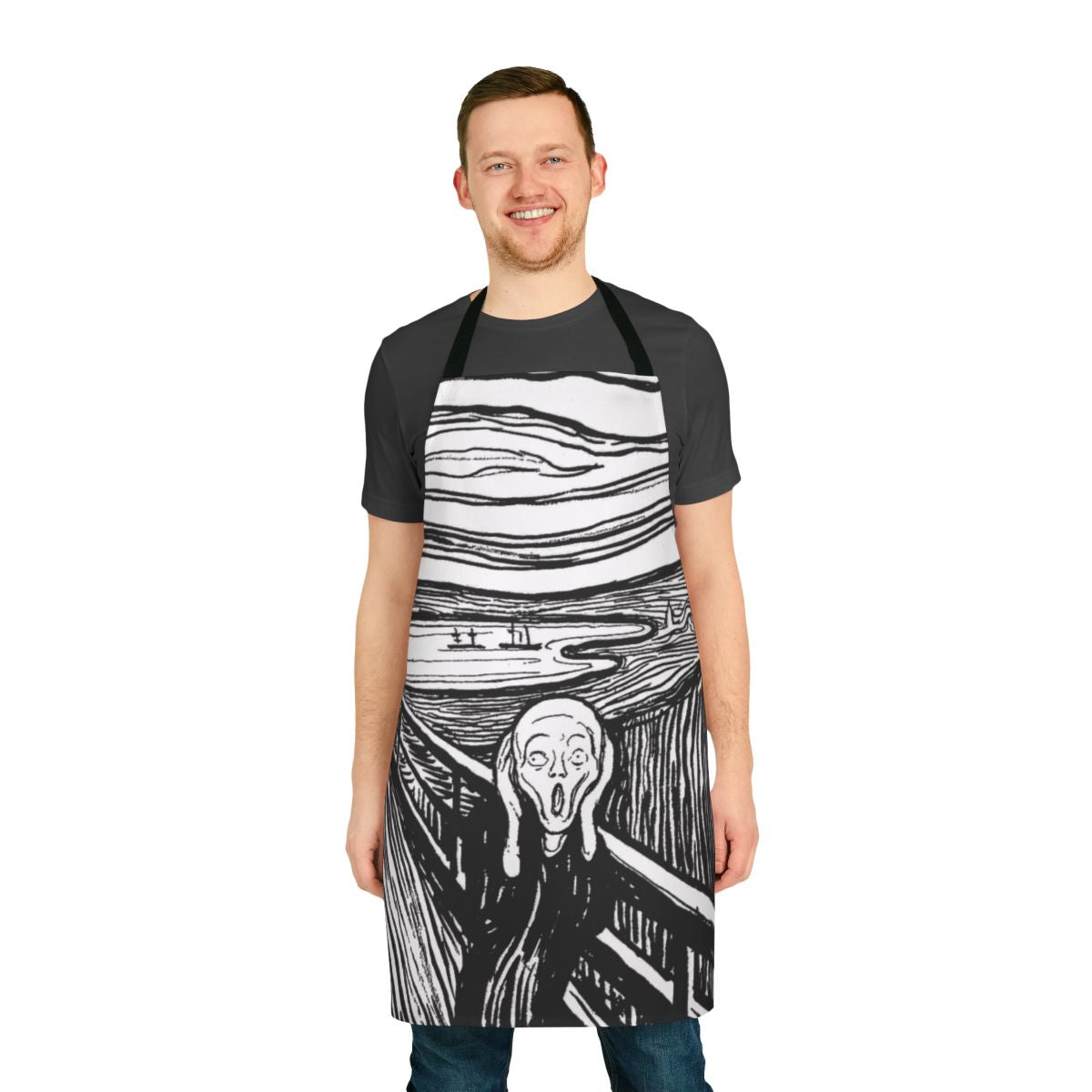 Edvard Munch's The Scream Printed on a Black and White Apron