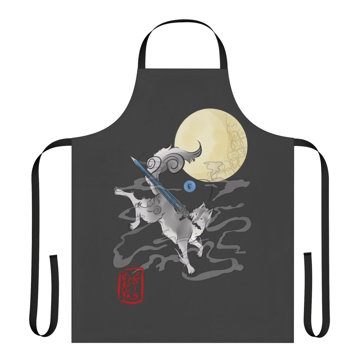 Detailed apron featuring Sif the Great Wolf from Dark Souls