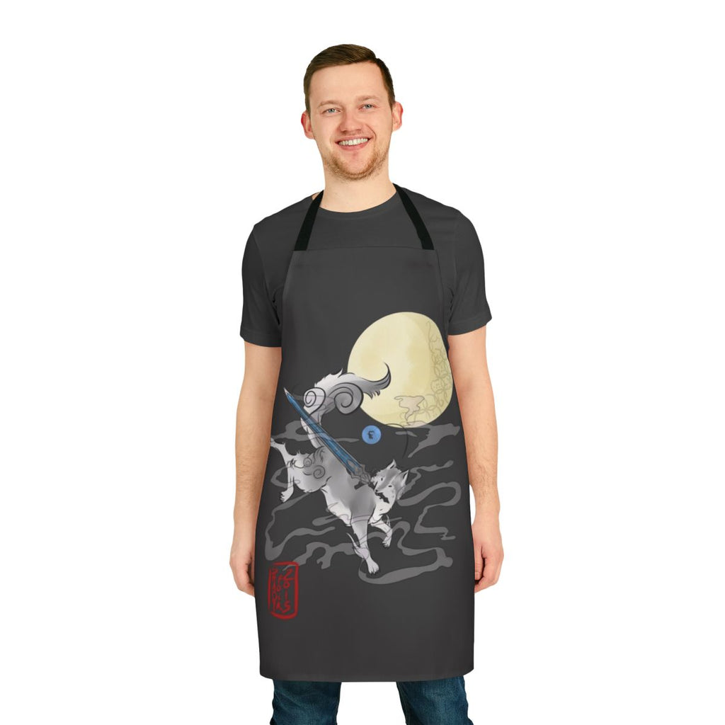 Detailed apron featuring Sif the Great Wolf from Dark Souls