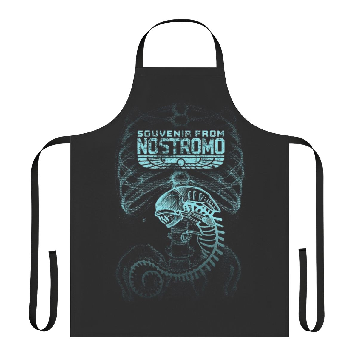Alien-themed apron with X-ray design, perfect for sci-fi enthusiasts
