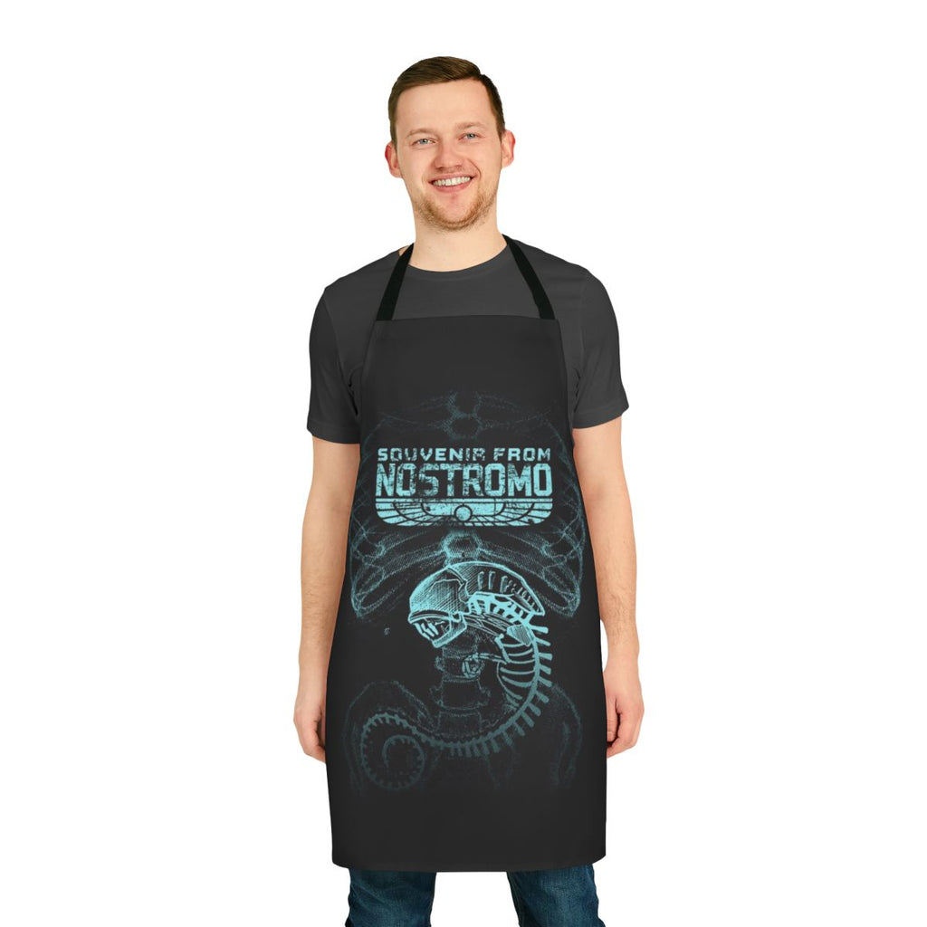 Alien-themed apron with X-ray design, perfect for sci-fi enthusiasts