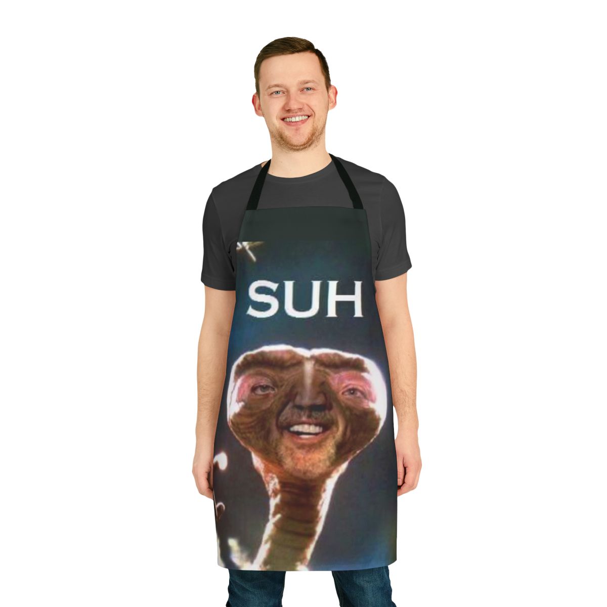 Apron featuring a "Suh Dude" meme design with an extraterrestrial character