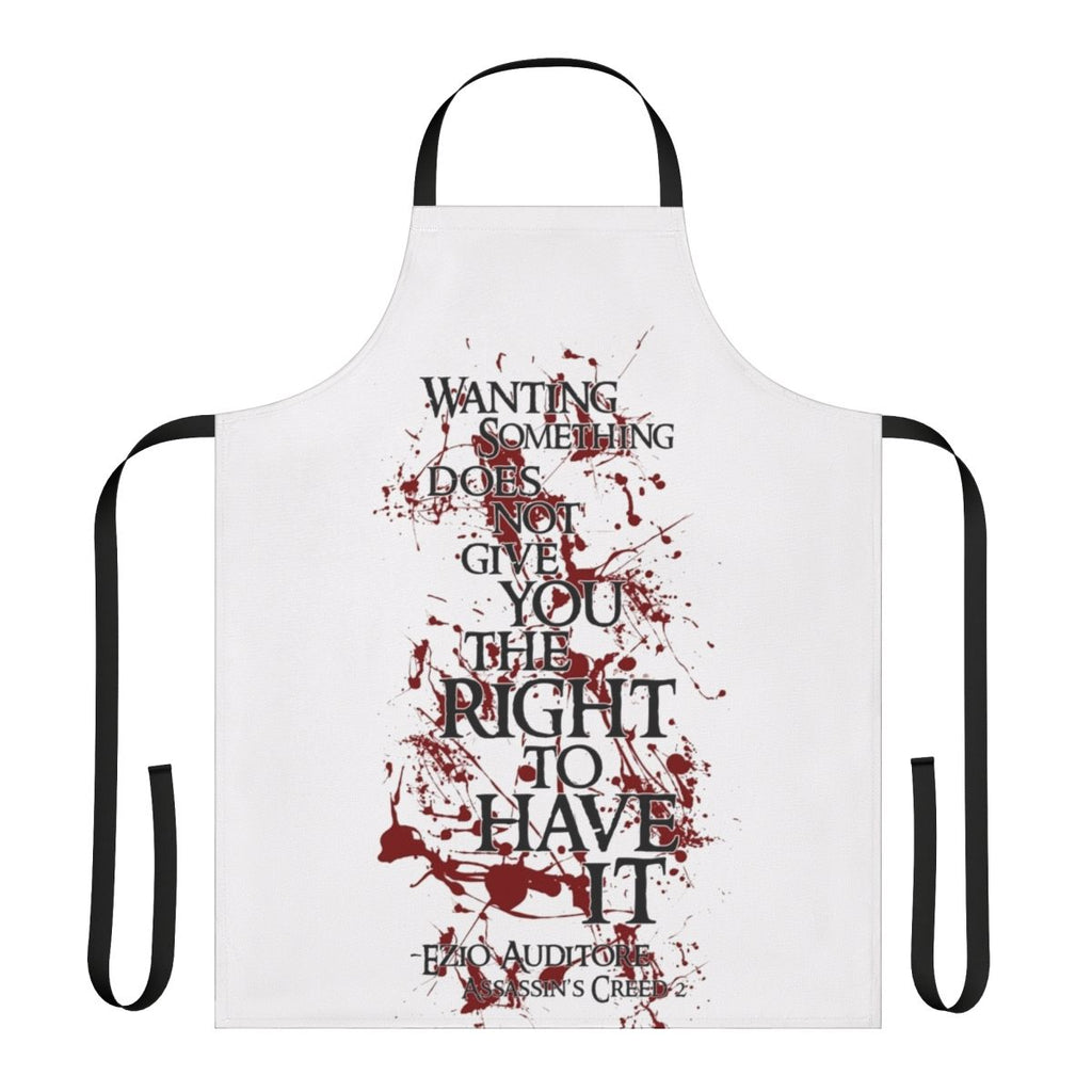 Ezio Auditore inspired quote printed on a high-quality cooking apron