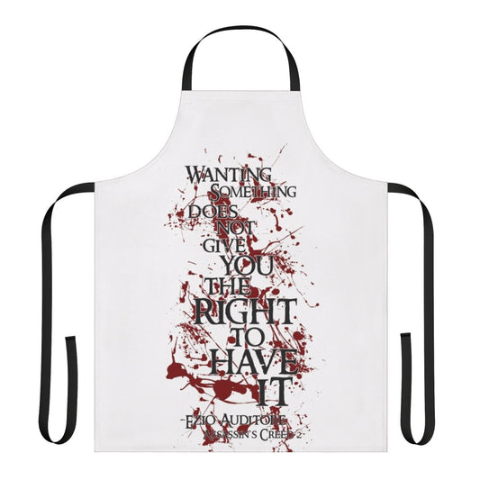 Ezio Auditore inspired quote printed on a high-quality cooking apron