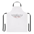 Assassin's Creed inspired apron featuring the iconic quote "Nothing is true, everything is permitted"