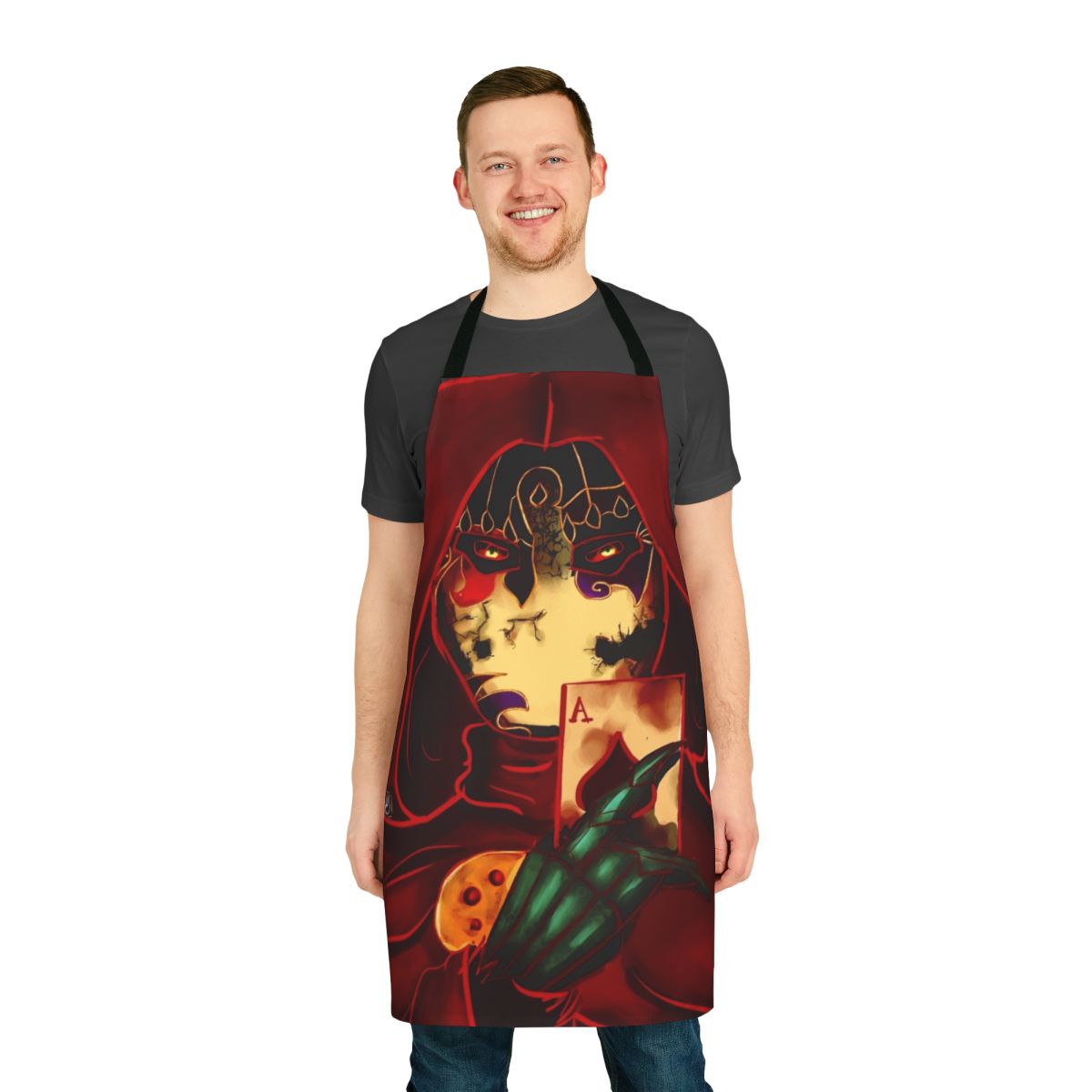 Fable video game-themed apron with Jack of Blades design