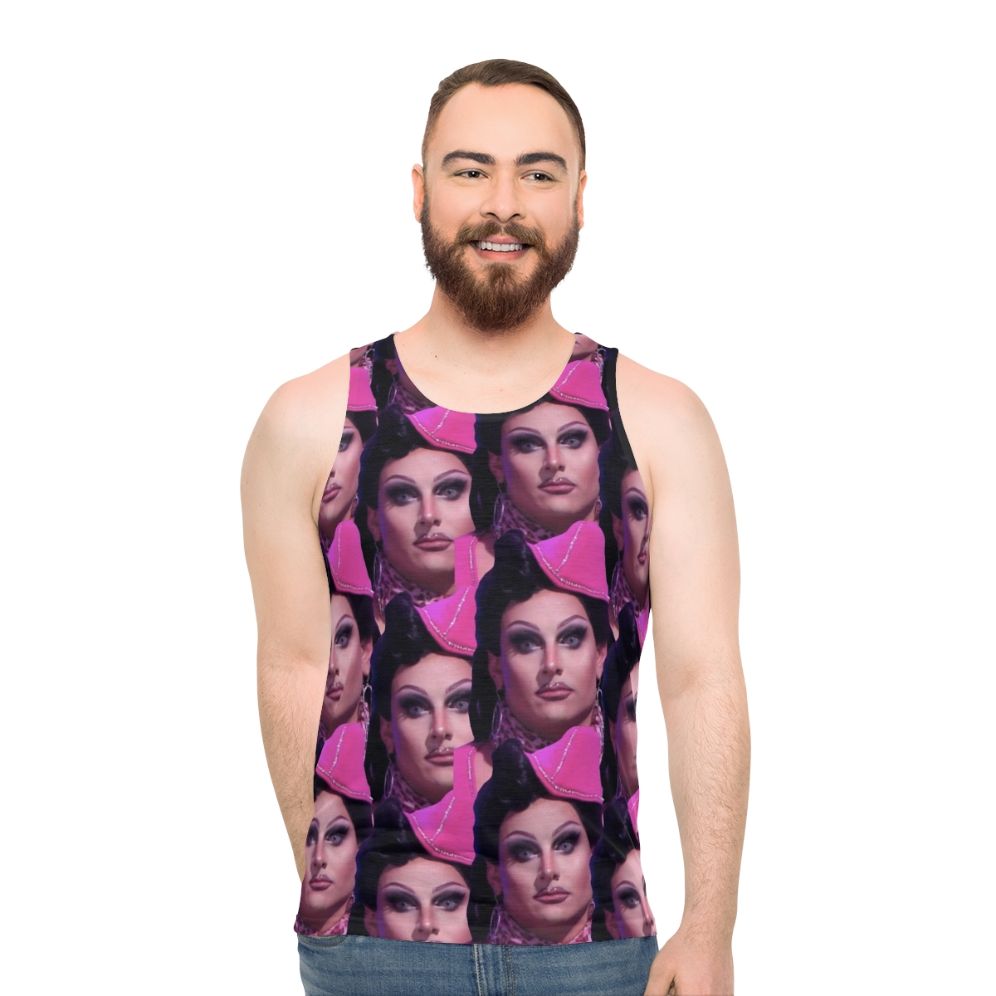 Unisex tank top with Jan from RuPaul's Drag Race 'Face Crack' meme design