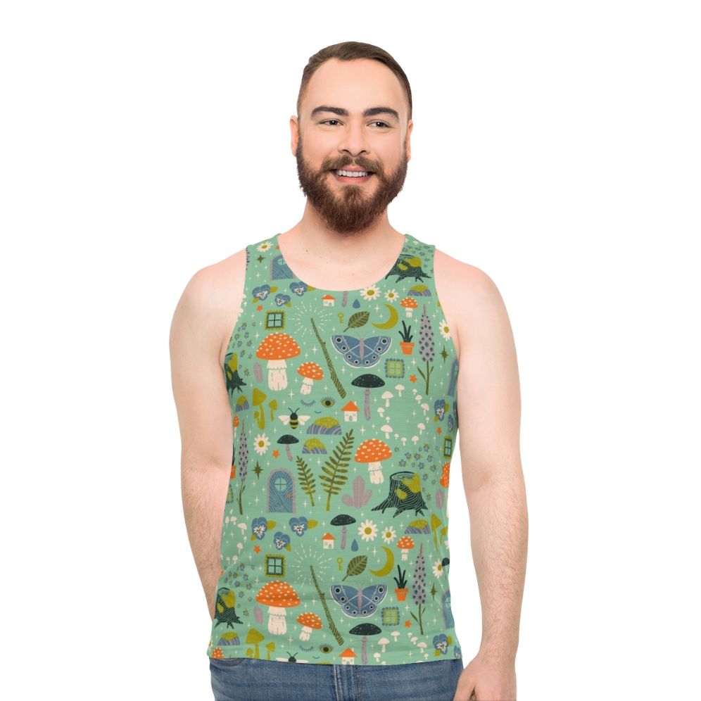 Fairy Garden Unisex Tank Top with Whimsical Floral Pattern