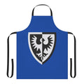 Black apron with falcon shield logo design, inspired by Lego castle and medieval themes.