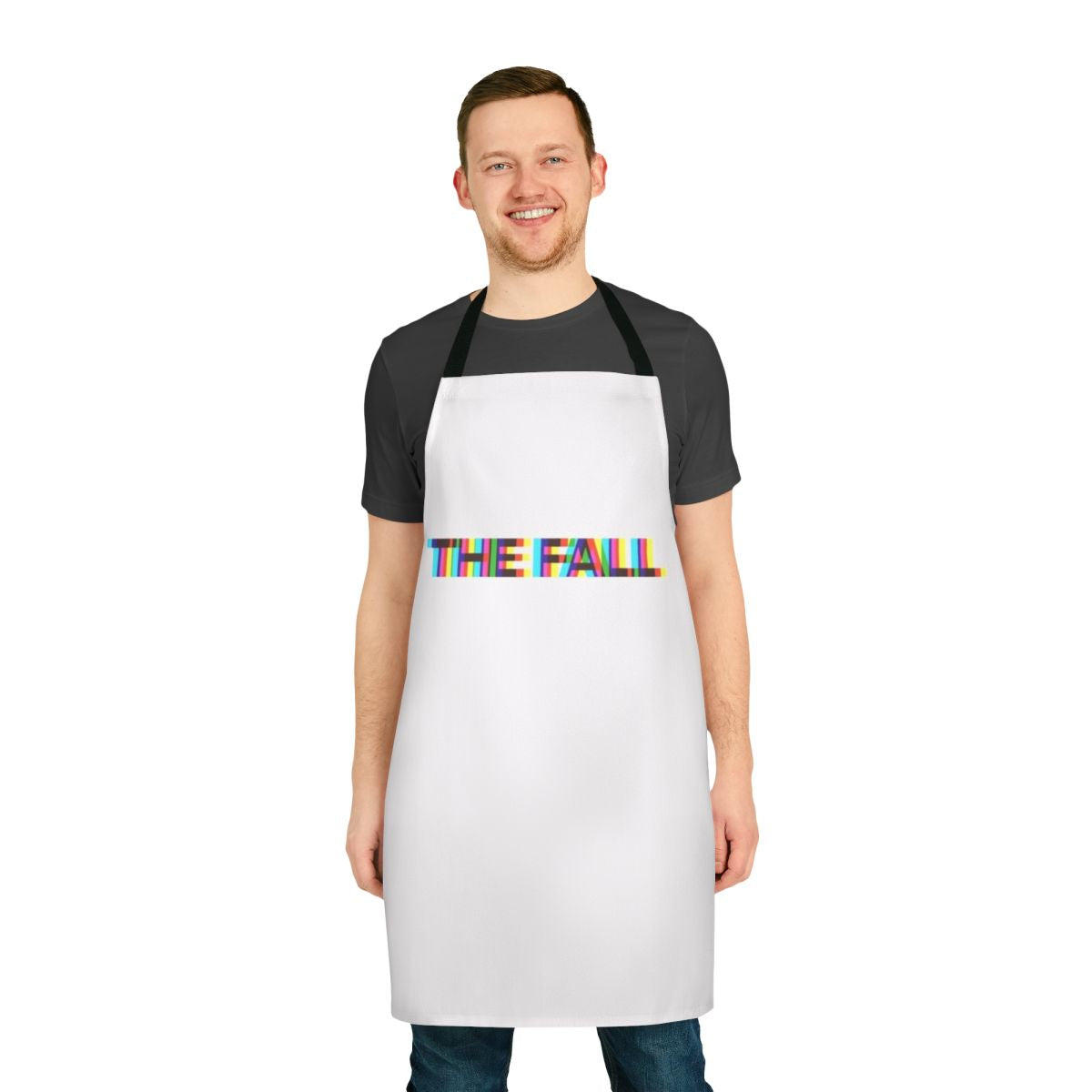 Apron featuring the fall band logo and mark e smith artwork