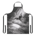 Apron featuring a black and white woodcut artwork of the fallen angel Lucifer from Gustave Dore's illustrations of Paradise Lost.