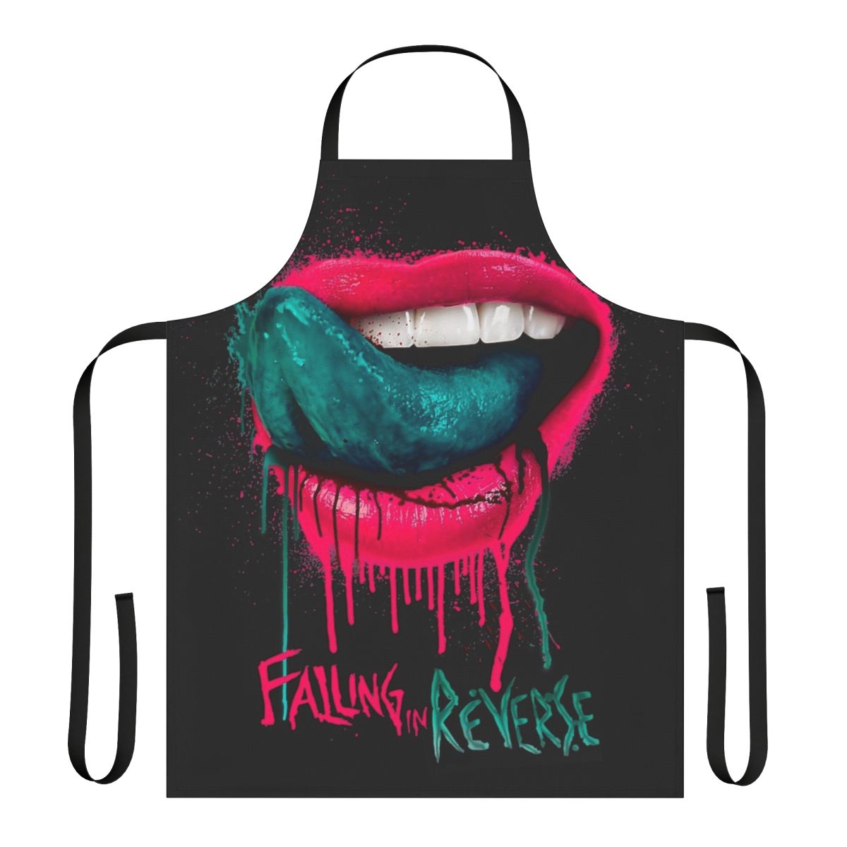 Falling In Reverse themed kitchen apron with lips design