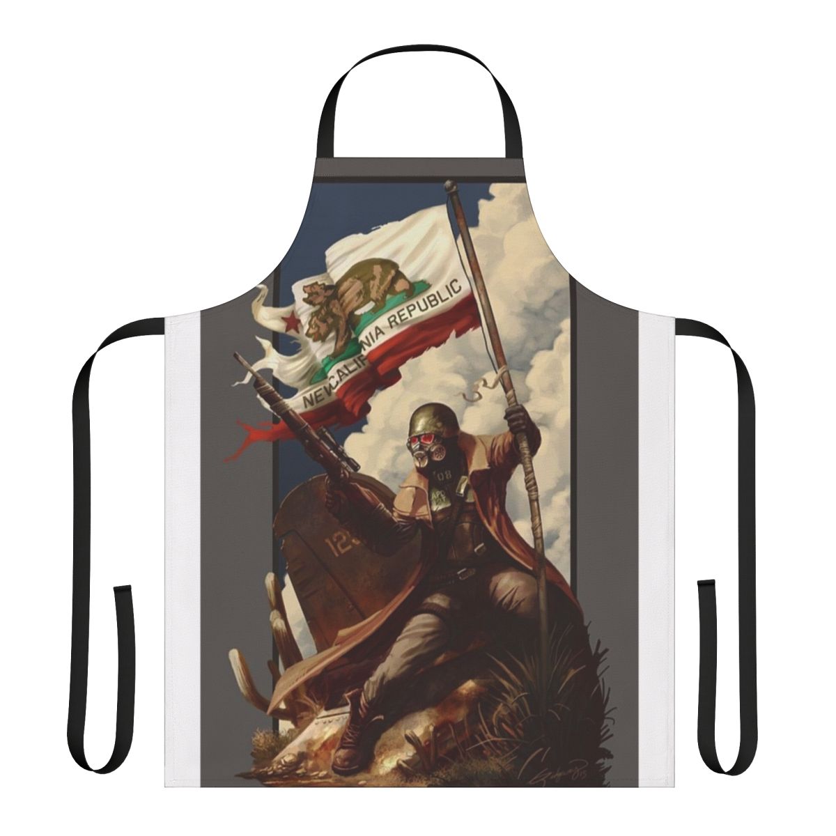 Fallout-inspired NCR Ranger flag fan art printed on a durable apron
