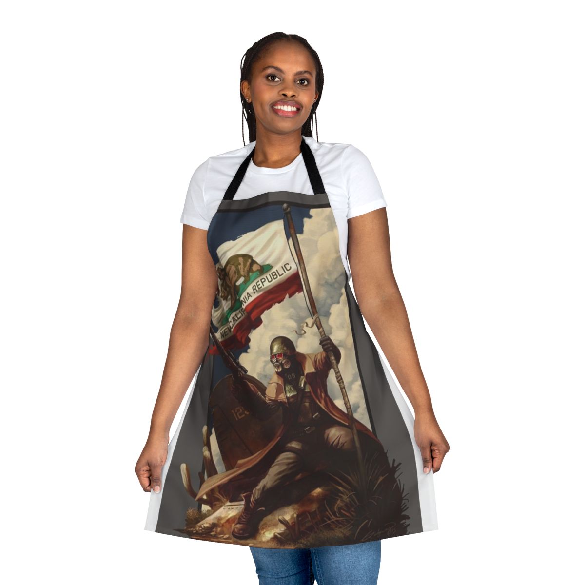 Fallout-inspired NCR Ranger flag fan art printed on a durable apron