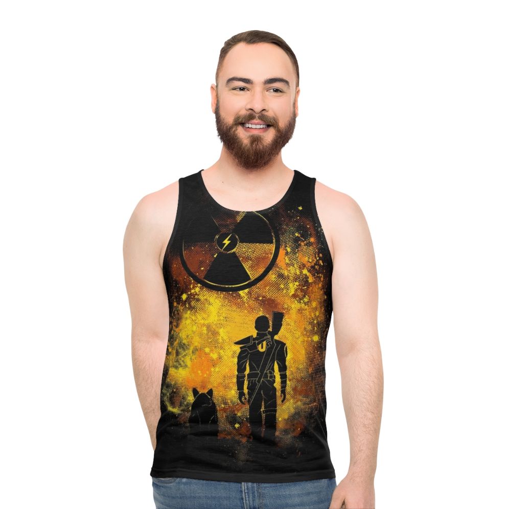 Fallout-inspired wasteland art unisex tank top
