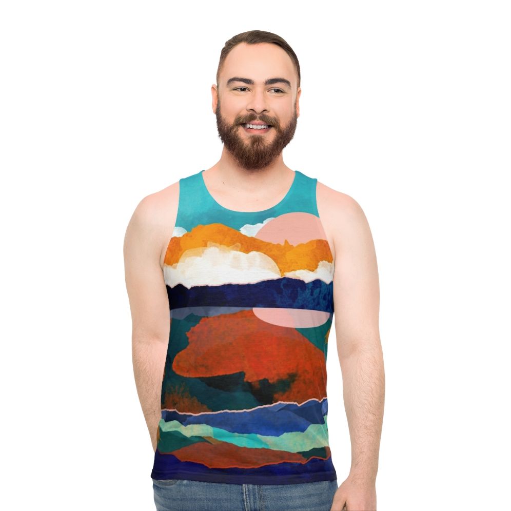 Fallscape Unisex Tank Top with Nature Inspired Abstract Art