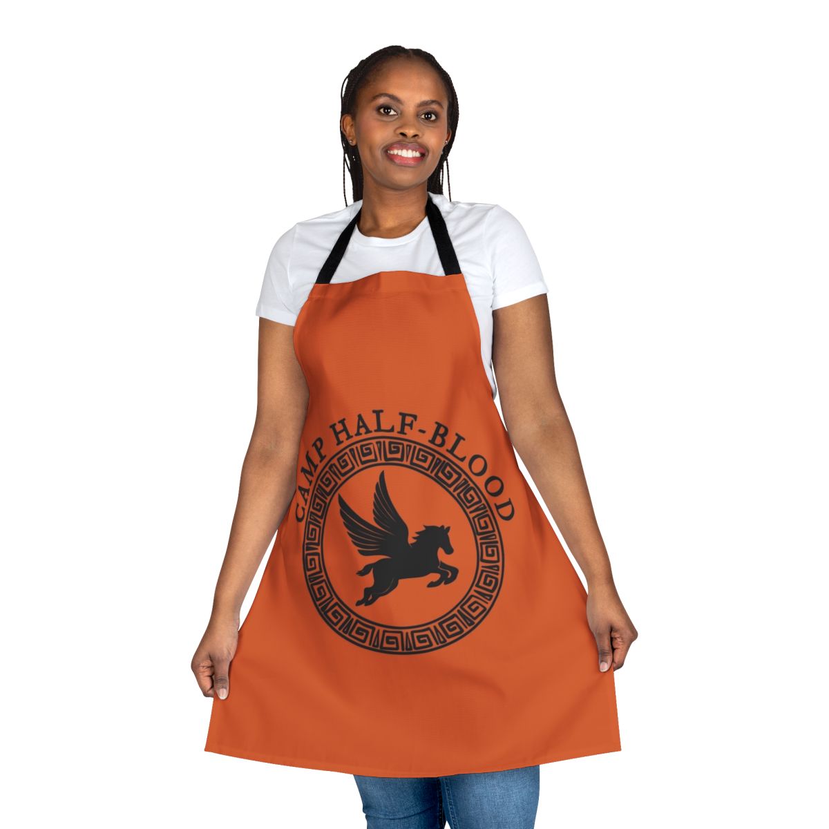 A high-quality apron featuring the iconic Camp Half-Blood logo, inspired by the Percy Jackson book and movie series.