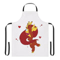 A white apron with a design featuring the character Connie from the Netflix show Big Mouth.