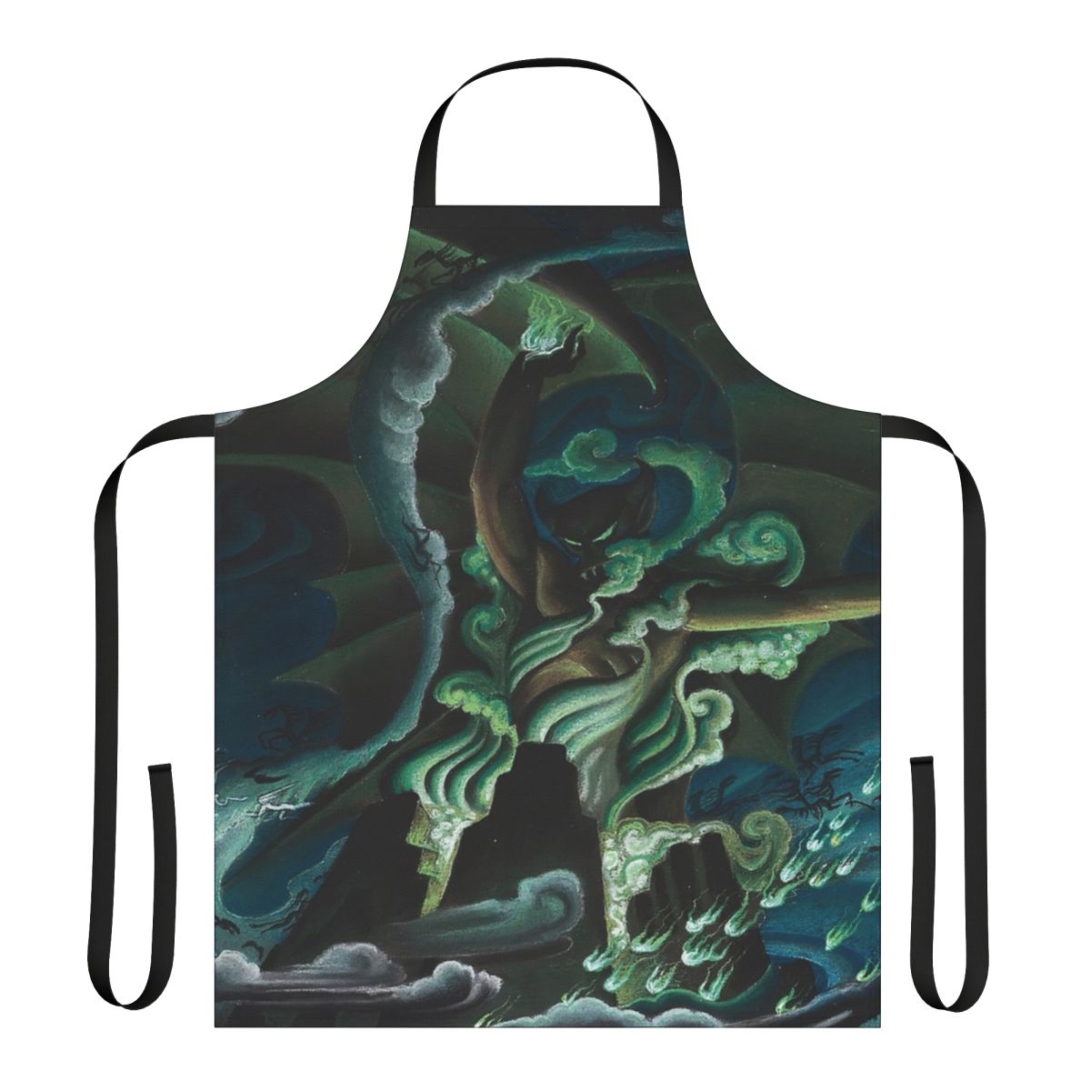 Chernabog, the demonic mountain spirit from Fantasia, featured on a high-quality apron.