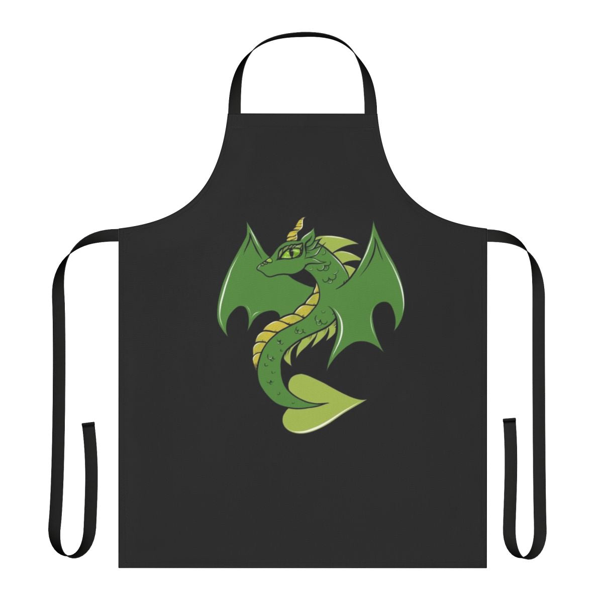 Green dragon themed apron with a cute, fantasy design