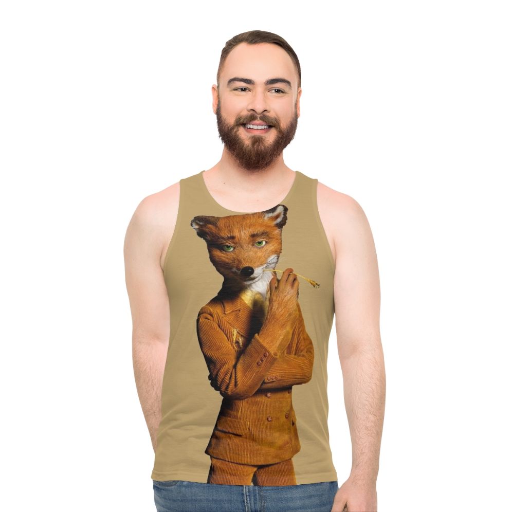 Fantastic Mr. Fox unisex tank top with minimalist anime-inspired design
