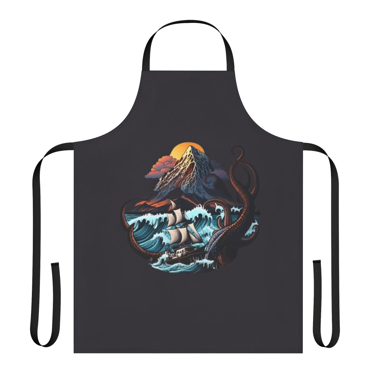 A whimsical apron featuring mythical sea creatures and legendary aquatic beasts.