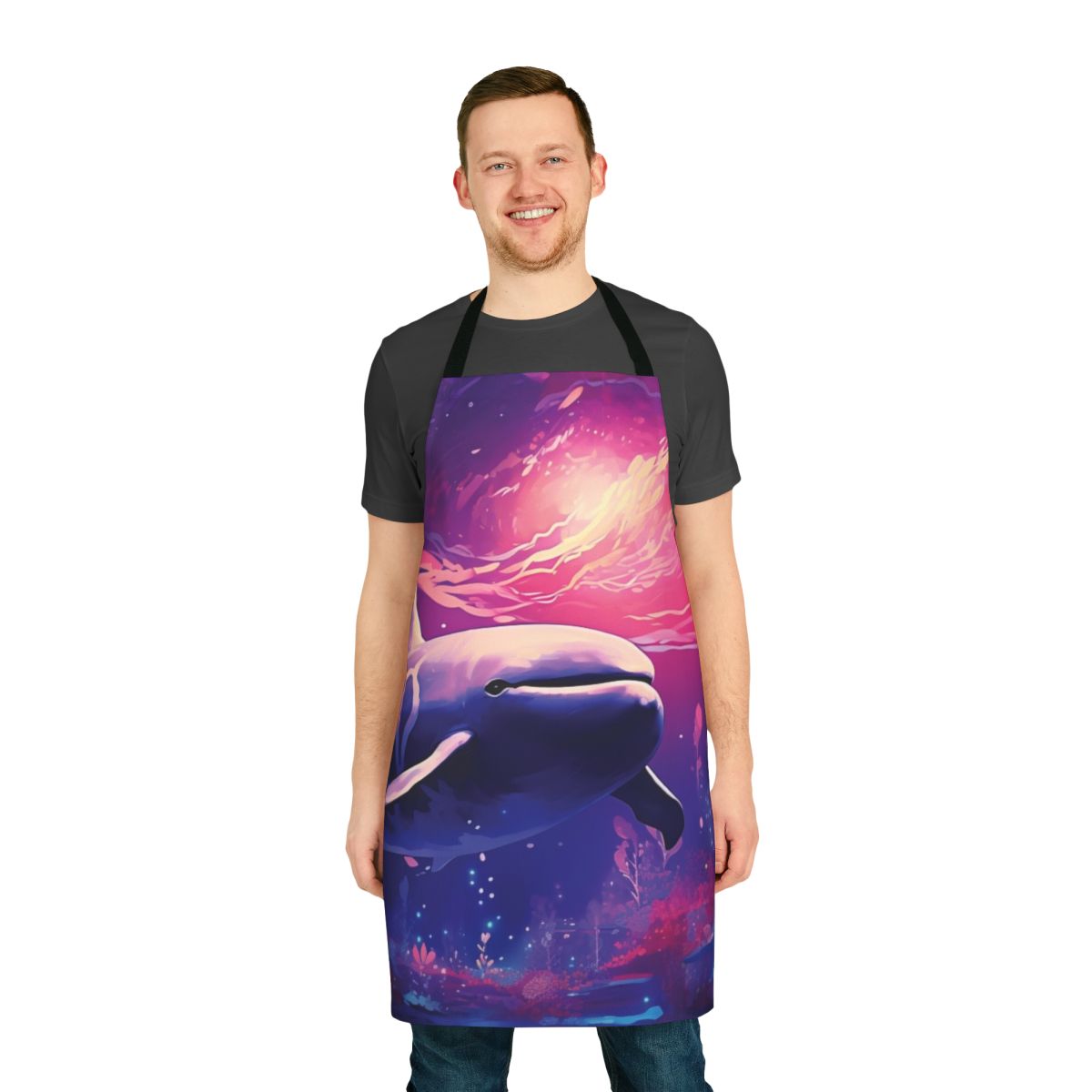 Apron featuring a whimsical design of legendary ocean animals by Brianm Art