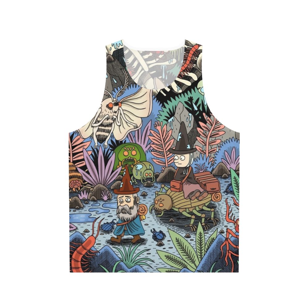 Fantasy adventure unisex tank top with nature and insect inspired design