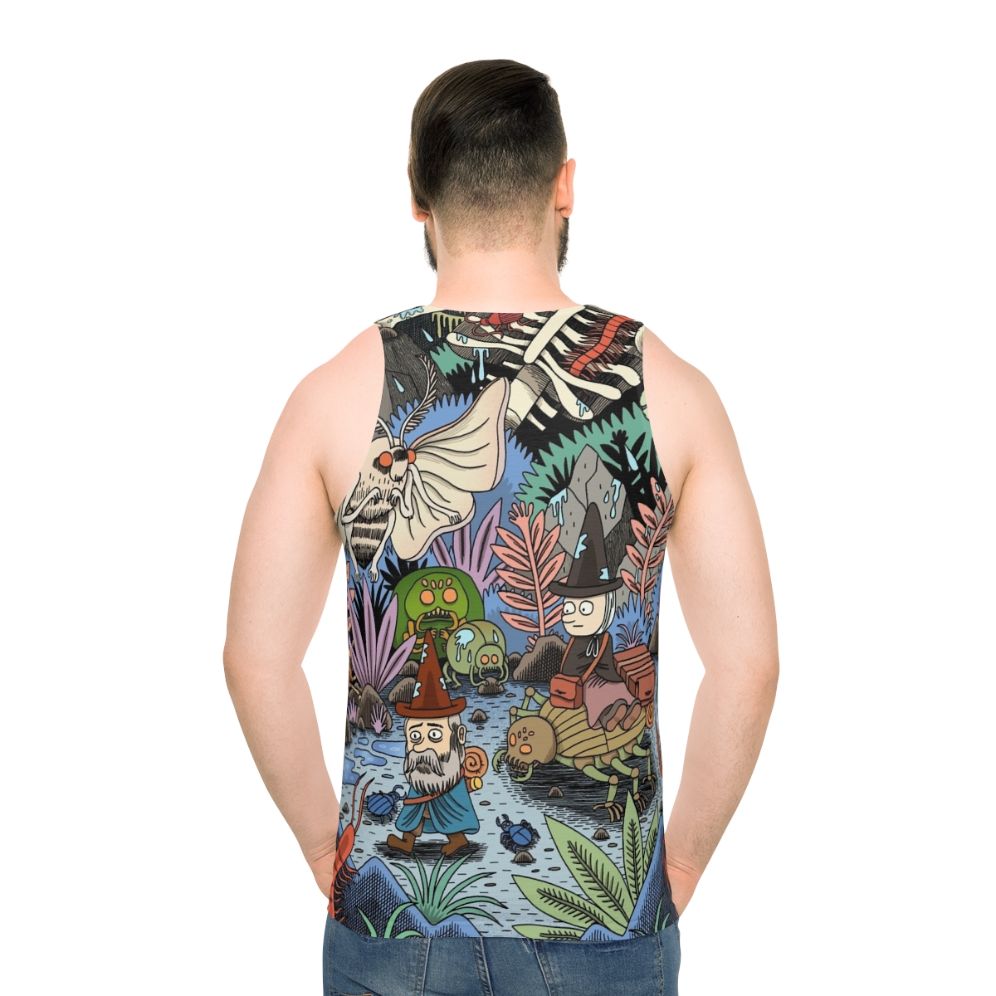 Fantasy adventure unisex tank top with nature and insect inspired design