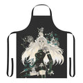 A fantasy-inspired apron featuring dark, anime-style butterflies and floral patterns.