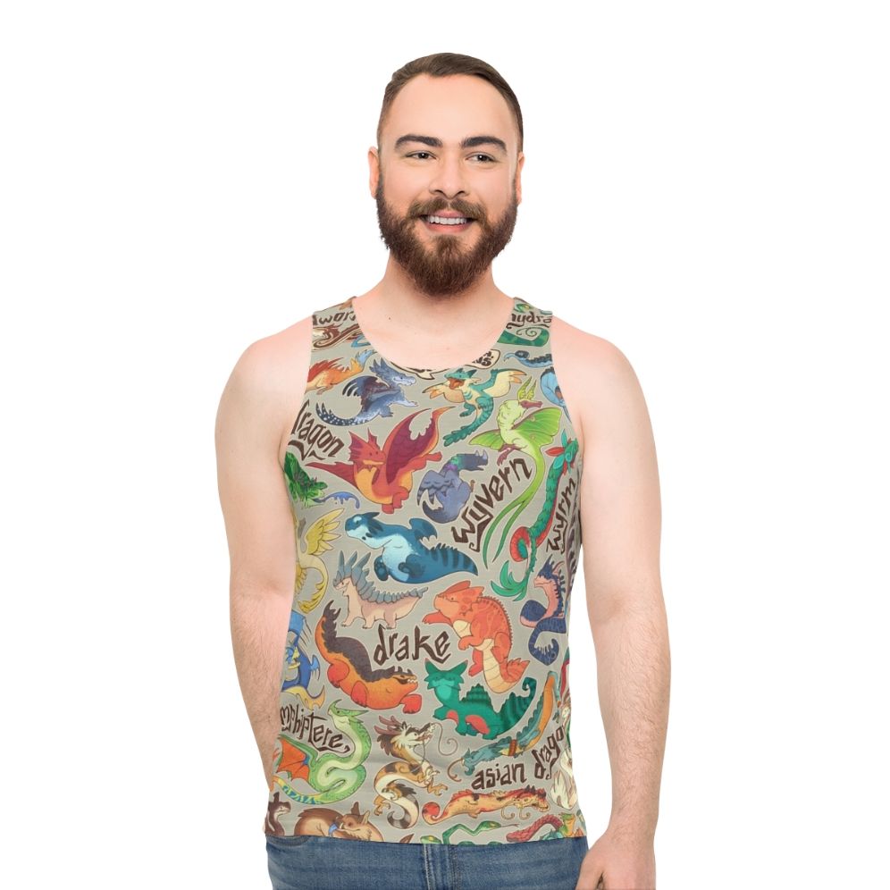Fantasy dragon cartoon design unisex cute tank top