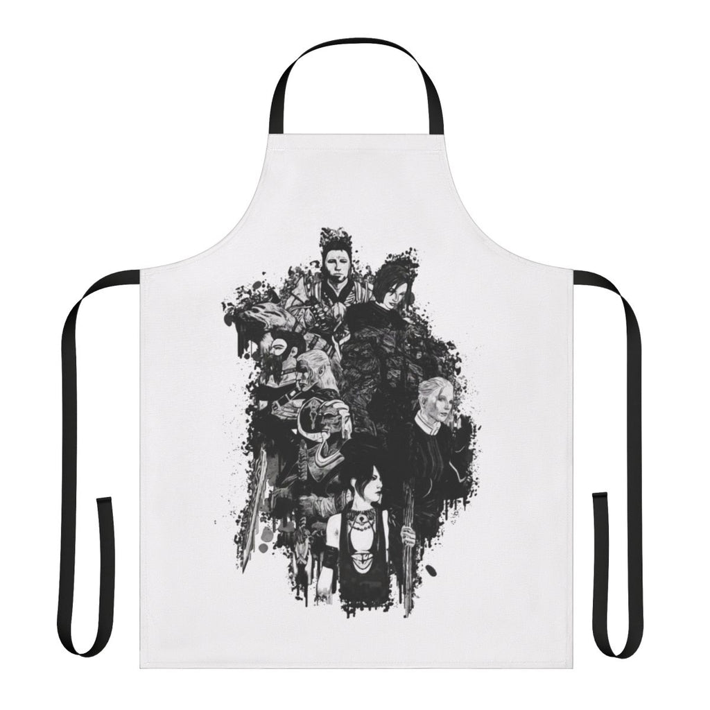 Dragon Age Origins inspired apron featuring characters from the game
