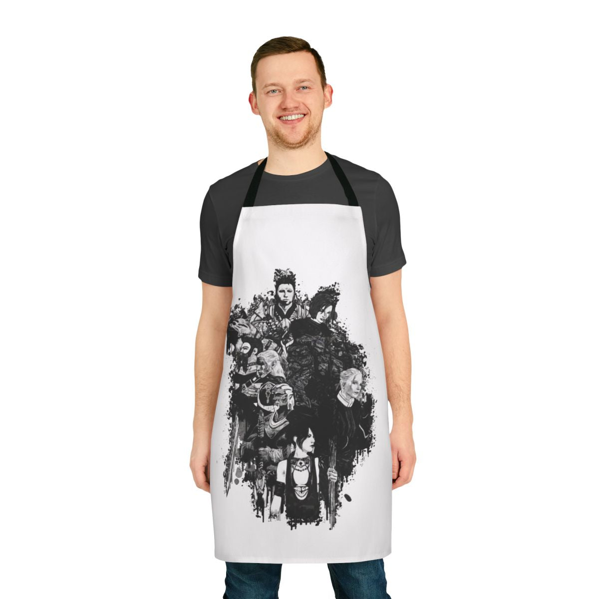 Dragon Age Origins inspired apron featuring characters from the game