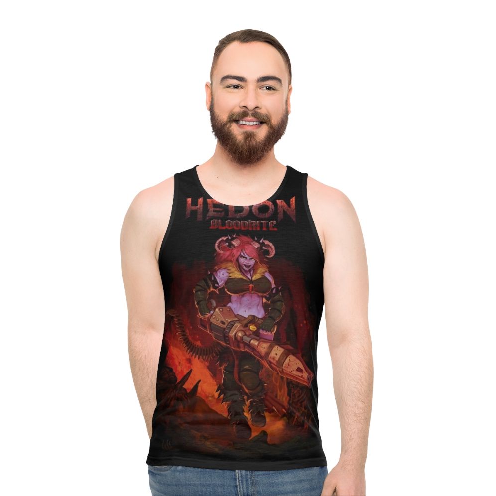 Fantasy gaming character demon retro splash unisex tank top