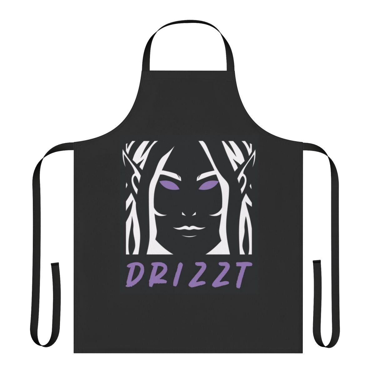 Apron featuring the iconic logo of Drizzt Dourden, the popular dark elf character from the Forgotten Realms fantasy series by R.A. Salvatore.
