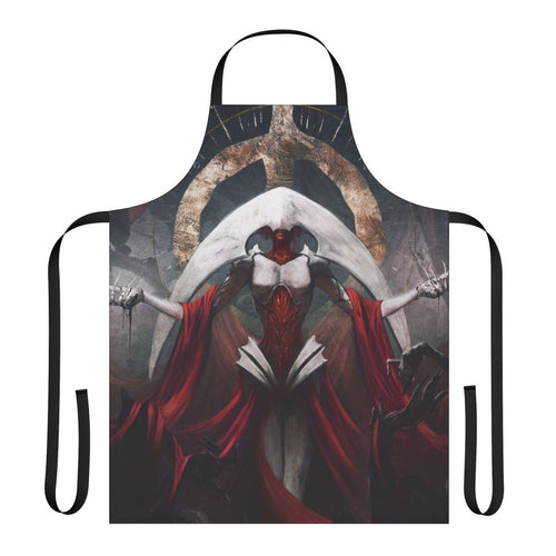 "Fantasy-inspired apron featuring the Elesh Norn character from Magic: The Gathering"