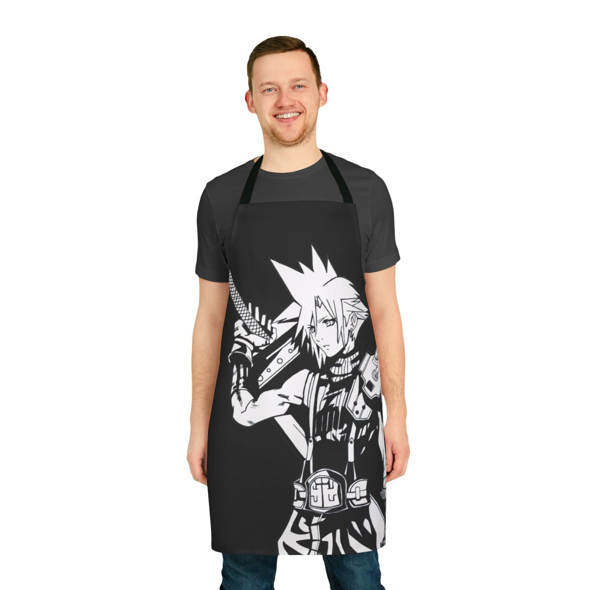 Fantasy-inspired sword design apron for video game enthusiasts